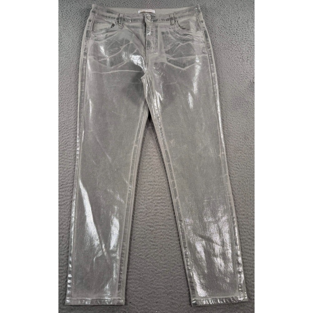 Toxik3 Jeans Womens XL/42 Gray Silver Metallic Coated‎ Boyfriend NWT